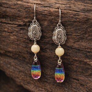 2 for $12 -Stunning rainbow drop concho earrings!